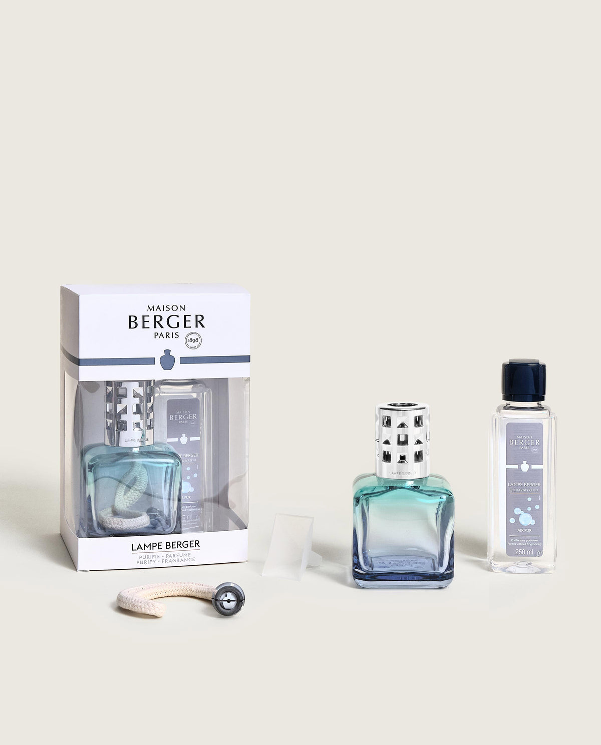 Coffret lampe Berger Glaçon turquoise-bleu – Air Pur – Maison Berger