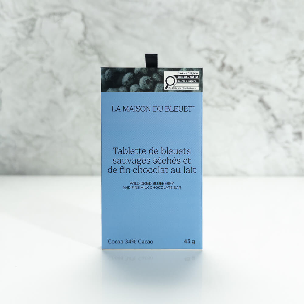 Tablette de bleuets séchés chocolat au lait