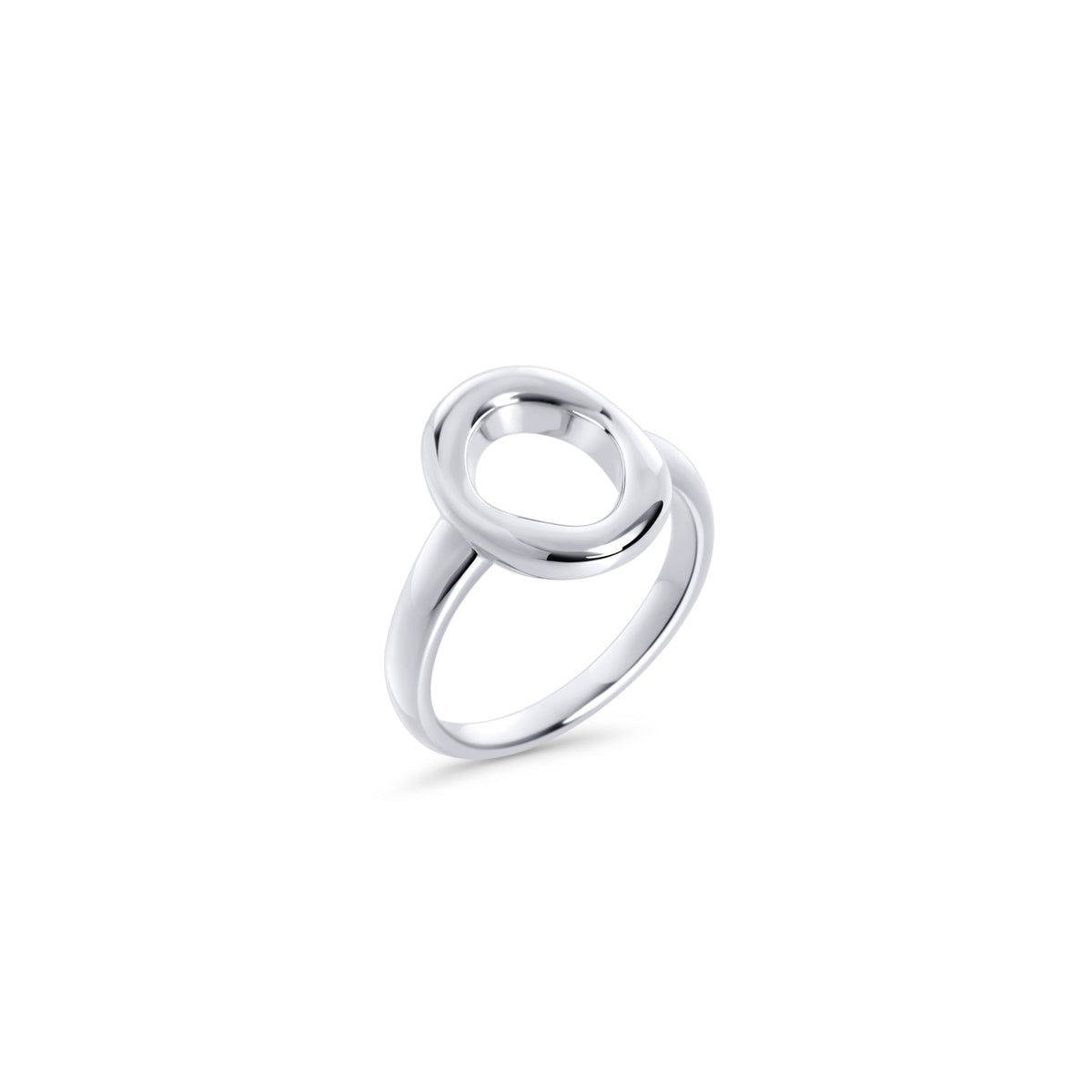 Bague argentée à grand anneau arrondi