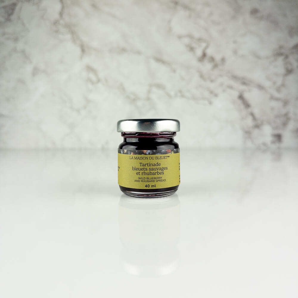 Tartinade de bleuets et de rhubarbe 40 ml - La Maison du Bleuet