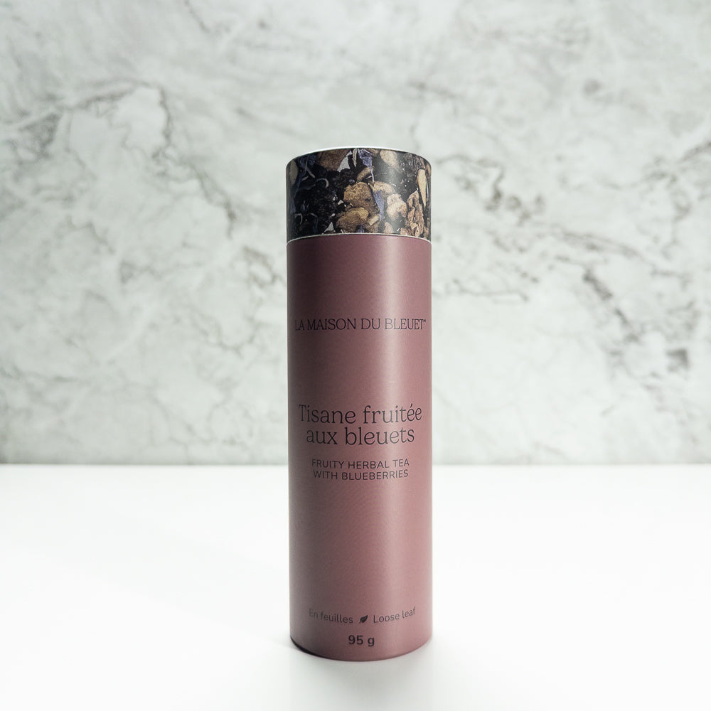 Boîte de tisane fruitée aux bleuets de La Maison du Bleuet 95 g