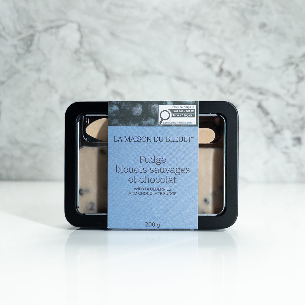 Fudge aux bleuets sauvages et chocolat