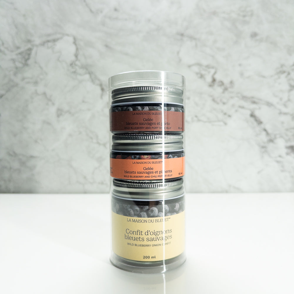 Boîte à fromage, condiments aux bleuets sauvages