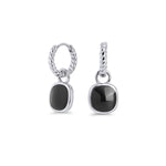 Boucles d’oreilles argentées à pendentifs noirs