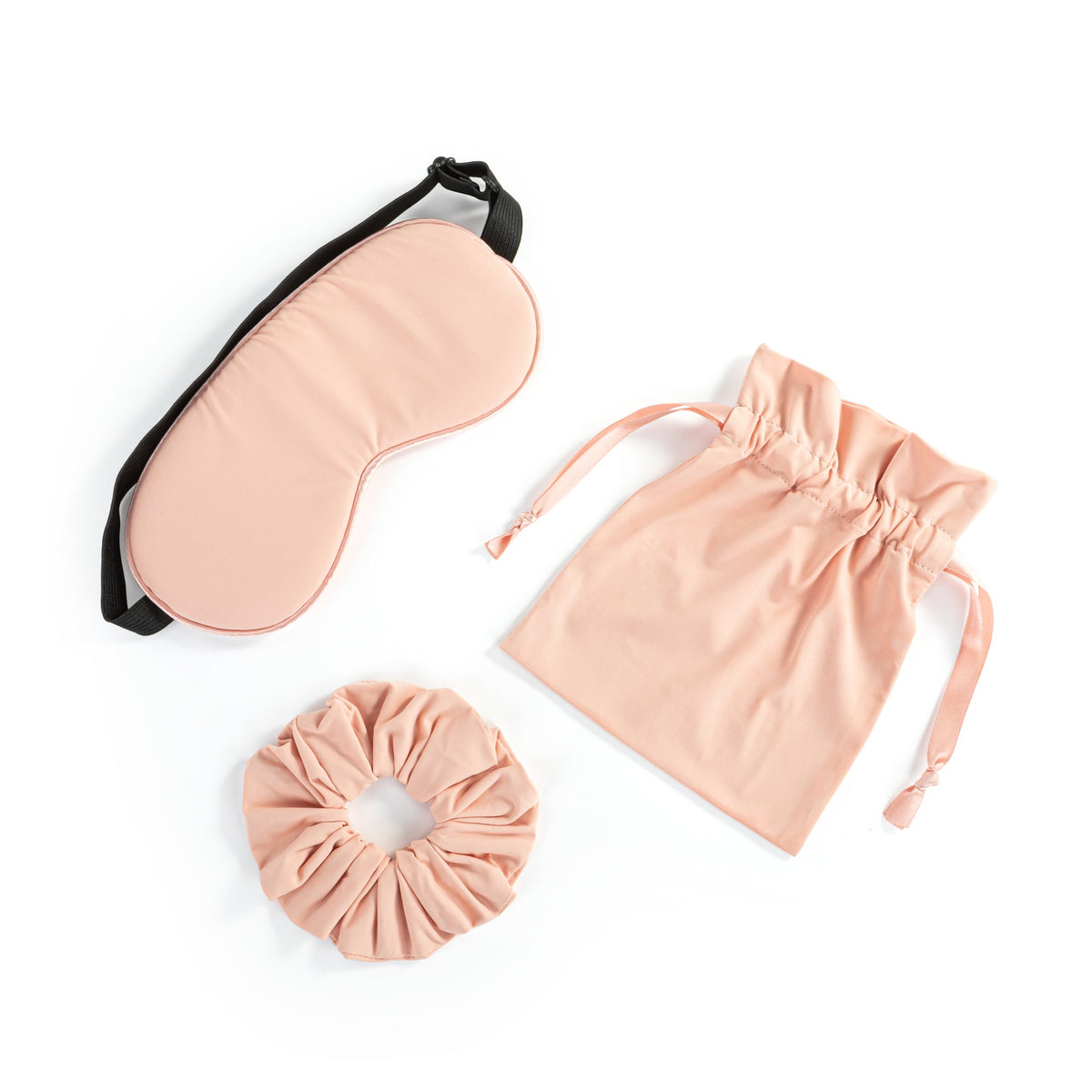 Ensemble rose avec masque de sommeil, chouchou et pochette