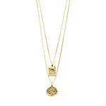 Collier doré à deux chaînes et pendentifs