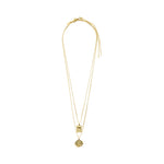 Collier doré à deux chaînes et petits pendentifs