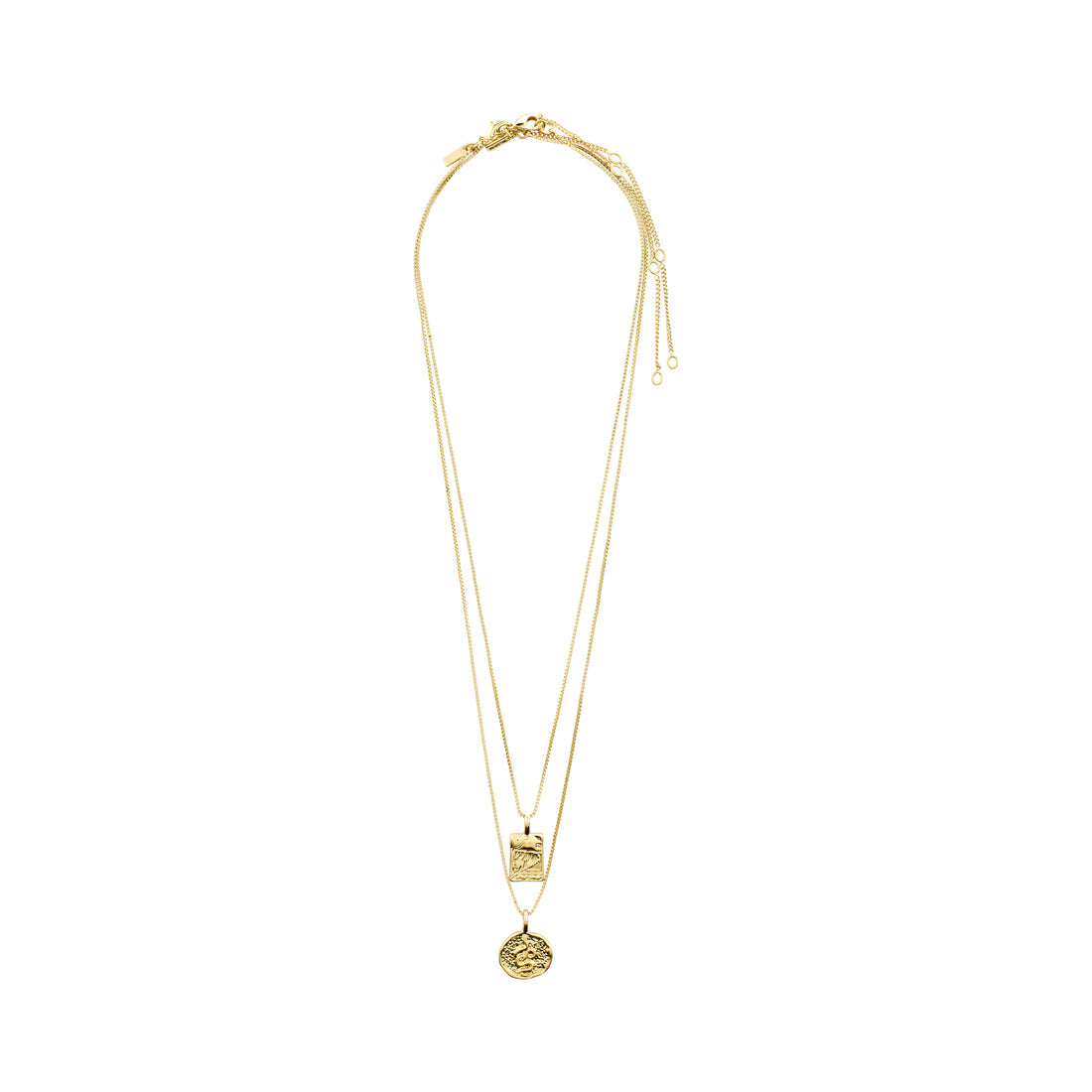Collier doré à deux chaînes et petits pendentifs