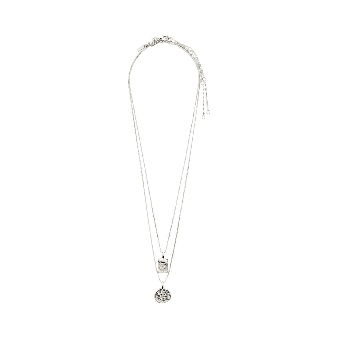 Collier argenté à deux chaînes et petits pendentifs
