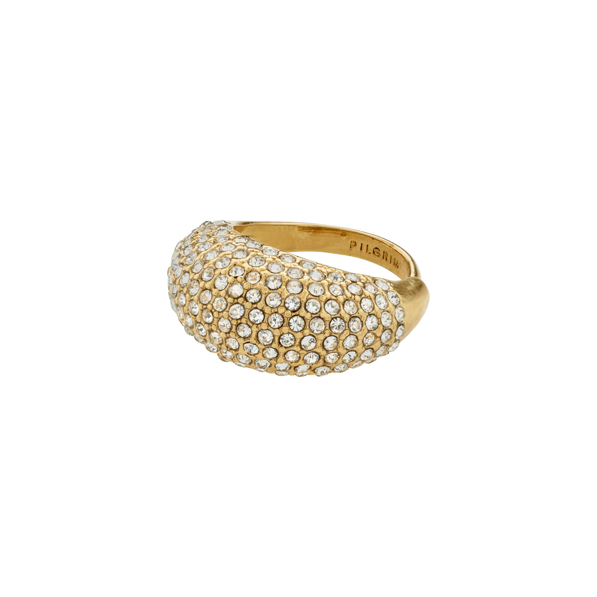 Bague large dorée à surface texturée