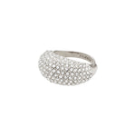Bague large argentée à surface texturée