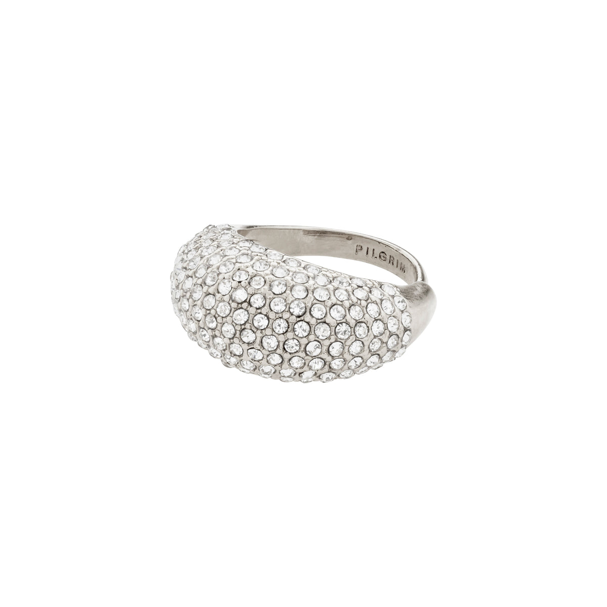 Bague large argentée à surface texturée