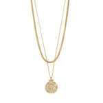 Collier doré à deux chaînes avec médaillon rond