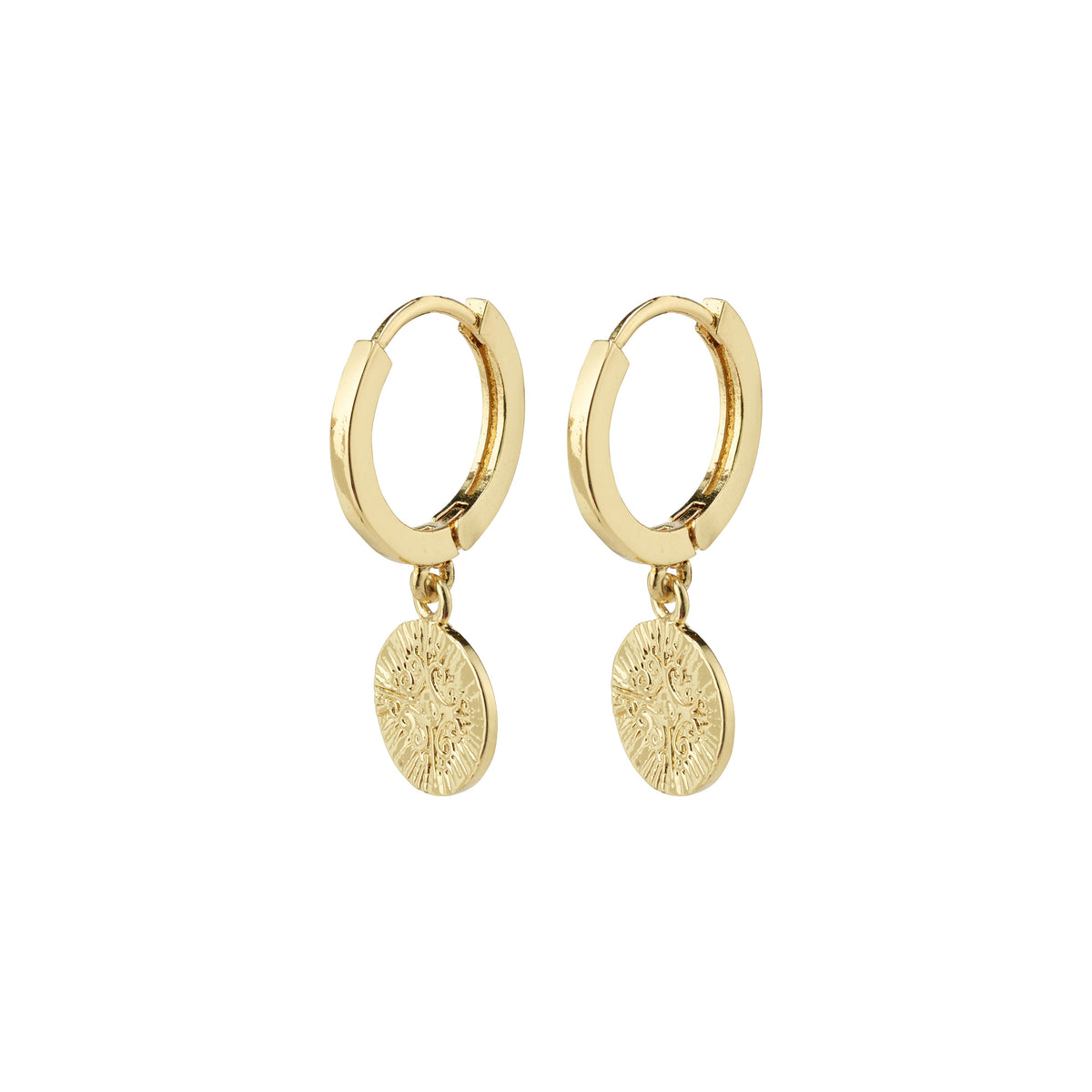Anneaux dorés avec petits médaillons pendants