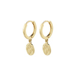 Anneaux dorés avec petits médaillons pendants