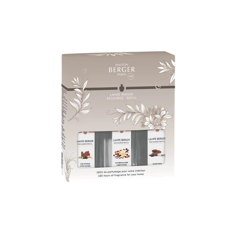 Trio de recharges pour lampe Berger – Holly Noël – Maison Berger