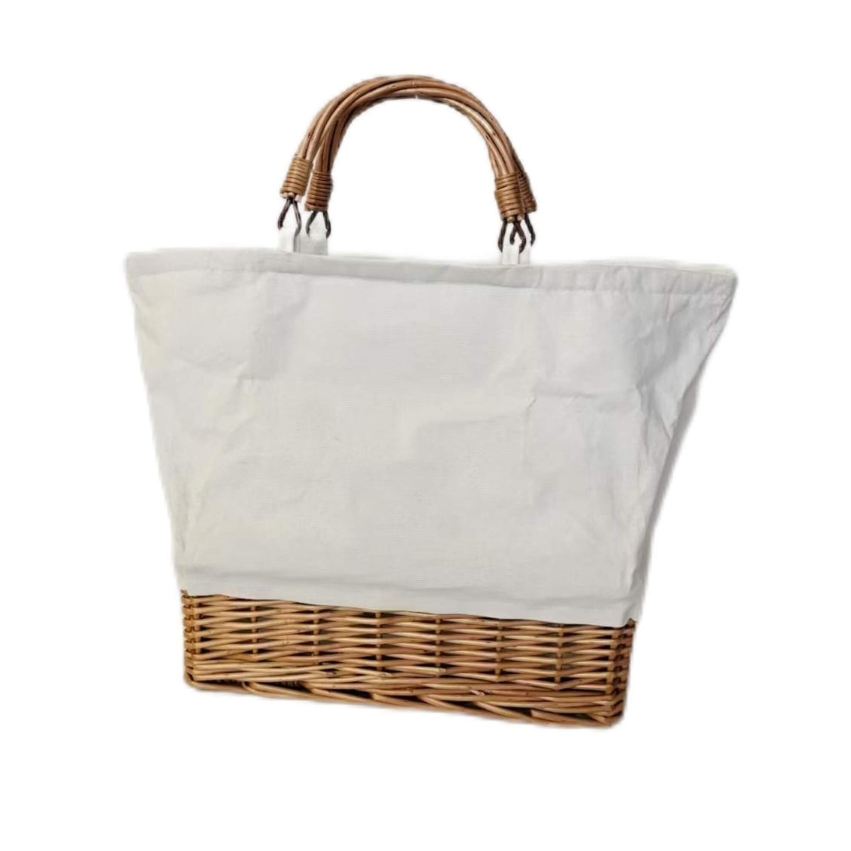 Sac clair à anses rigides et fond en osier