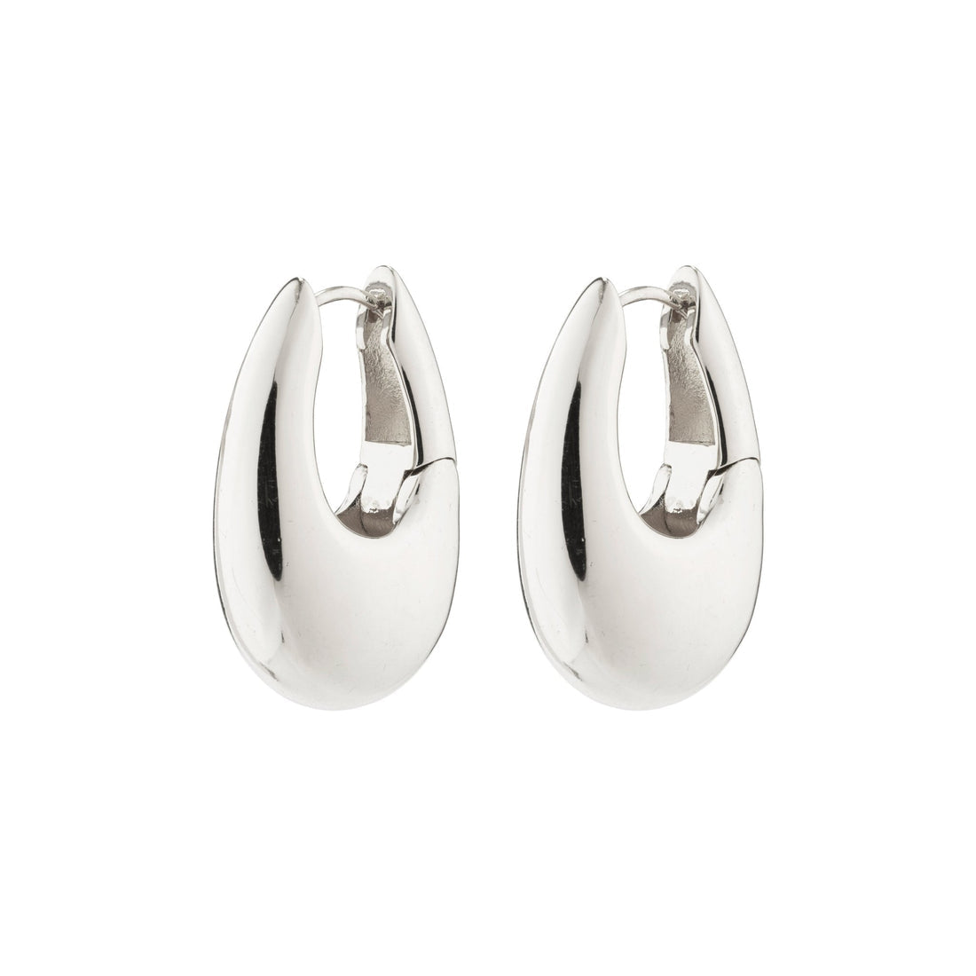 Boucles d’oreilles argentées épaisses en forme de goutte