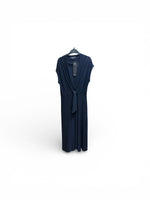 Robe bleu marine à manches courtes et taille nouée