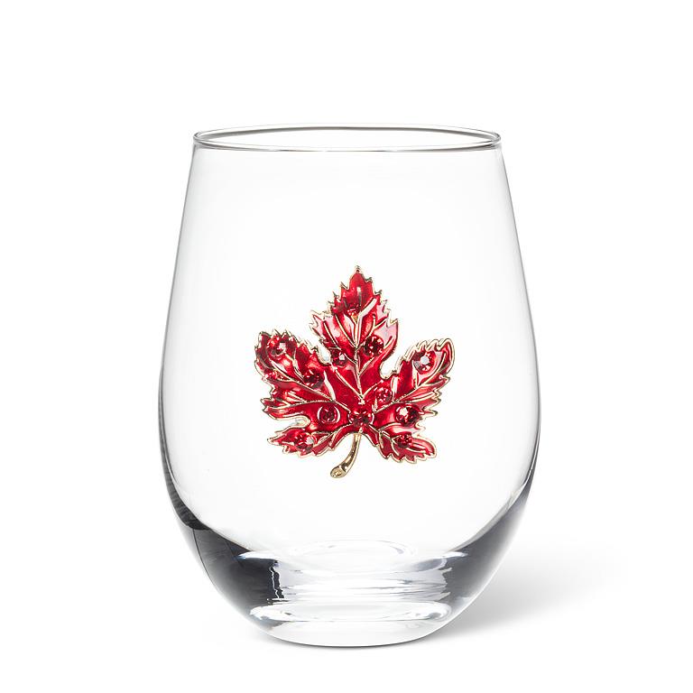 Verre à vin sans pied avec feuille d’érable bijou