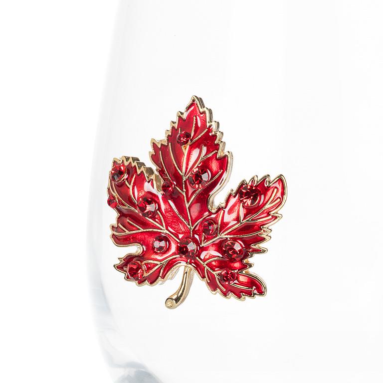 Verre à vin sans pied avec feuille d’érable bijou – vue 2
