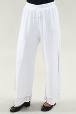 Pantalon ample blanc à taille élastique