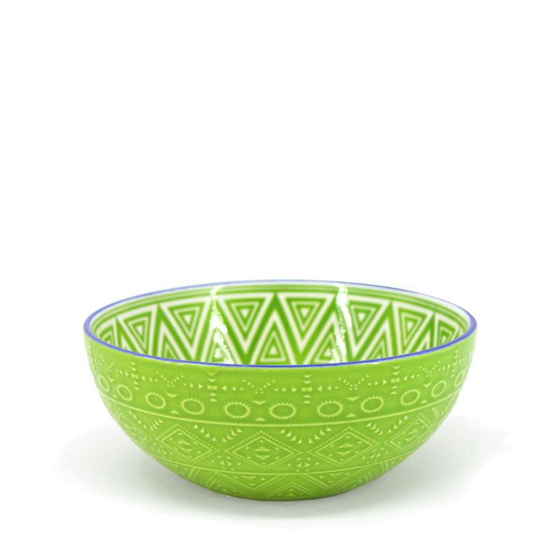 Bol à céréales Bohème vert en grès, 15 cm