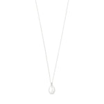 Collier fin argenté avec petit pendentif ovale
