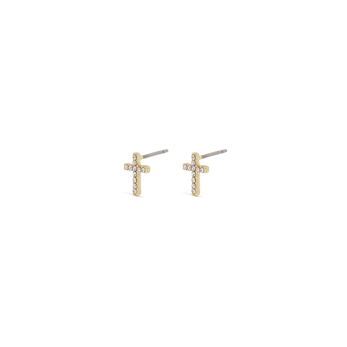 Petites boucles d’oreilles en croix dorées