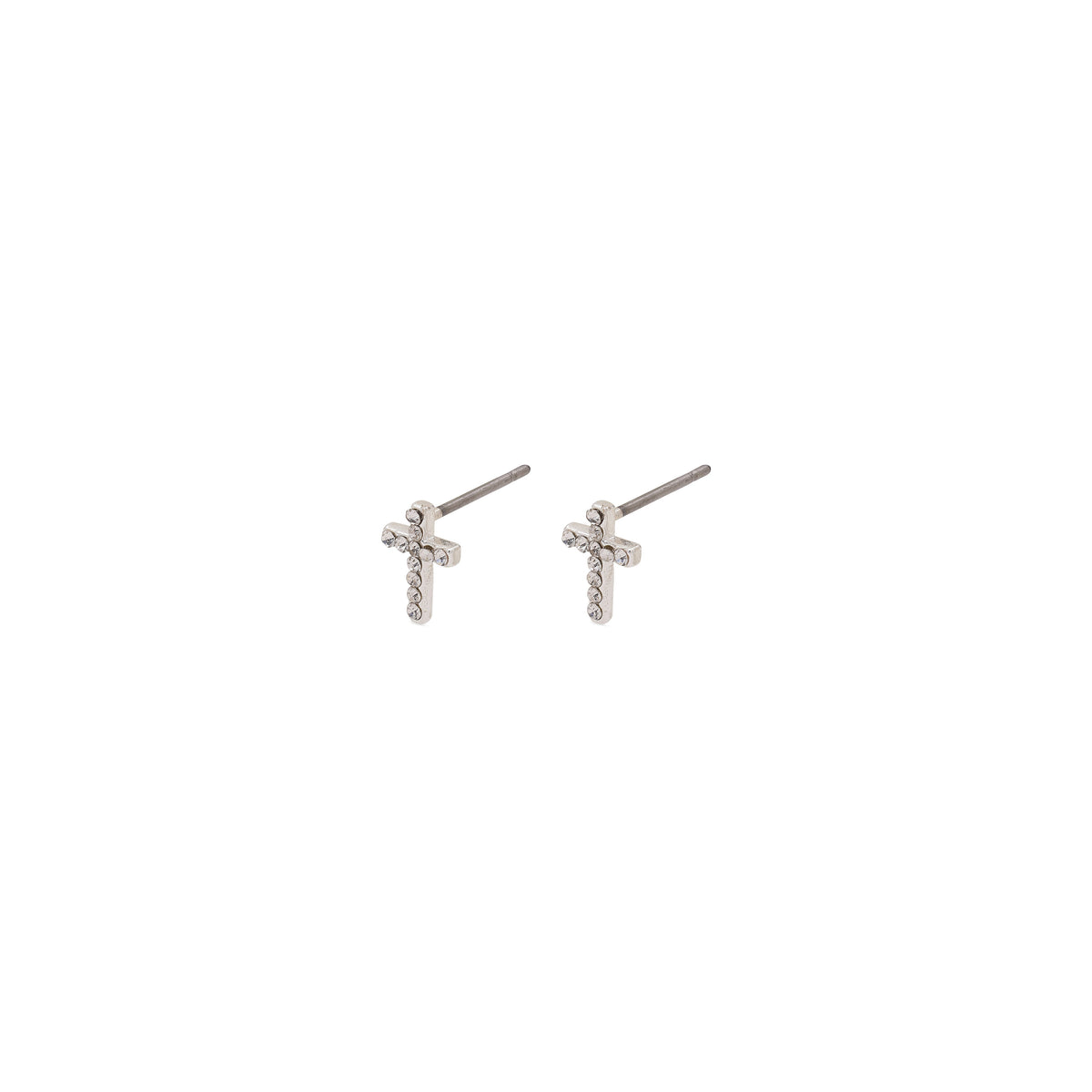 Petites boucles d’oreilles en croix argentées