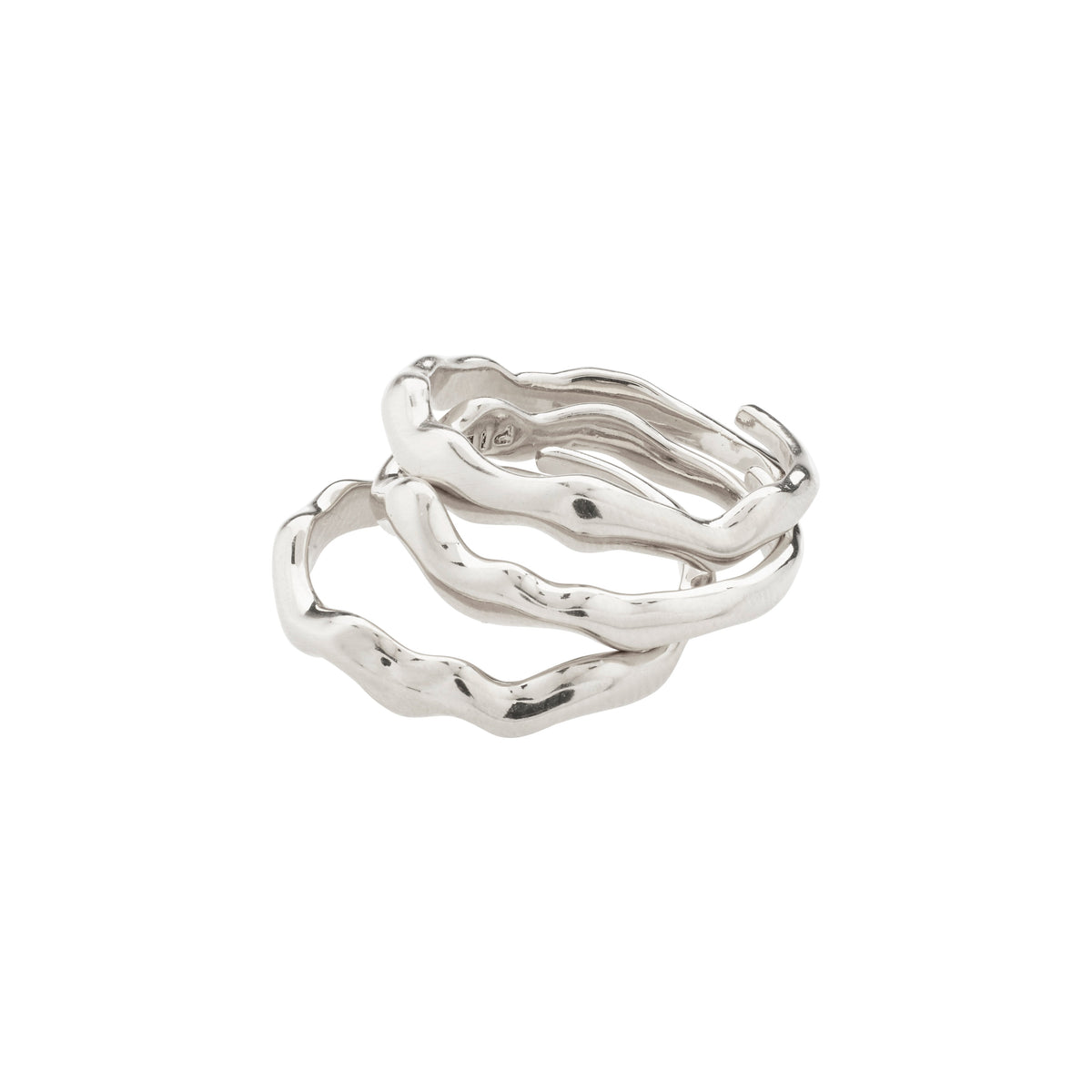 Bague argentée à lignes ondulées