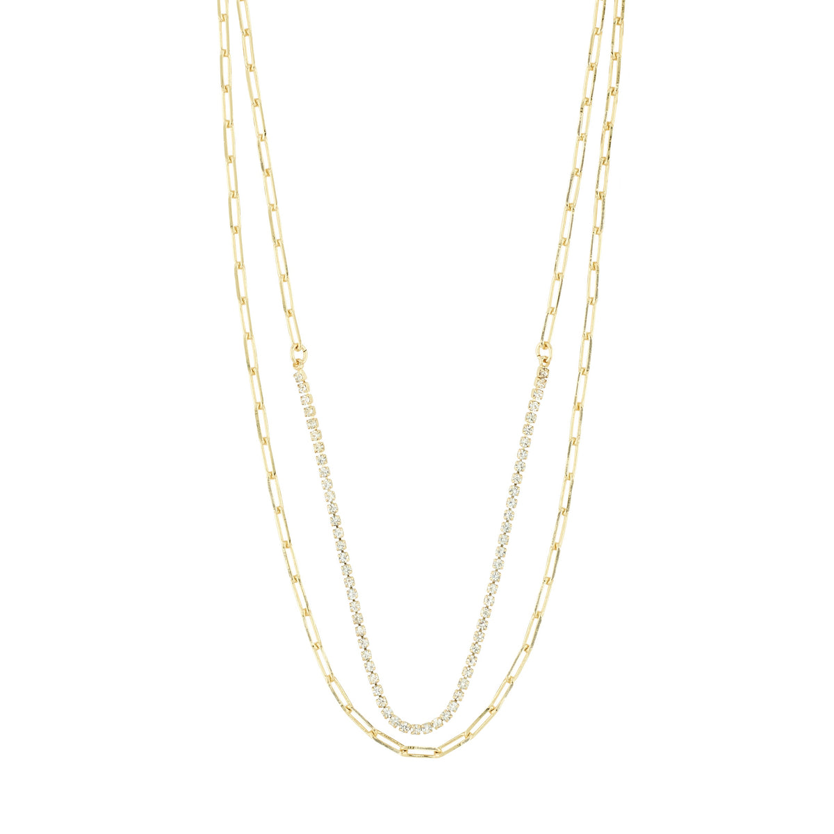 Collier doré à deux chaînes superposées