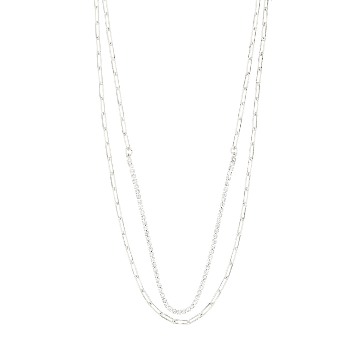 Collier argenté à deux chaînes superposées