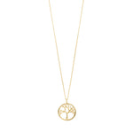 Collier doré avec pendentif arbre dans un cercle