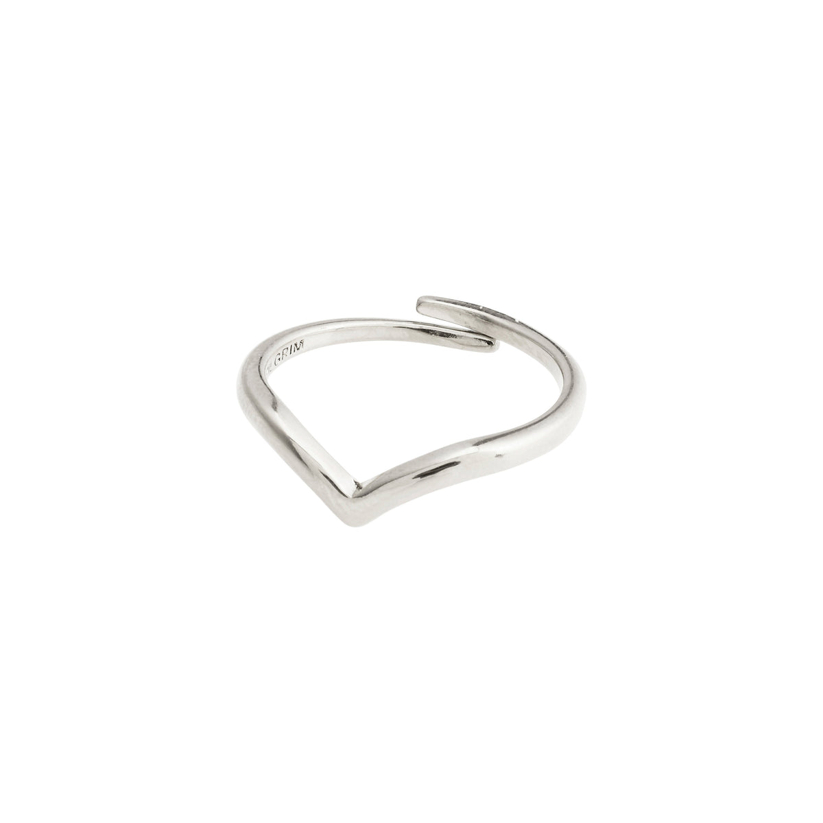 Bague argentée en forme de chevron
