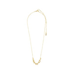 Collier doré à petits anneaux décoratifs, présenté à plat
