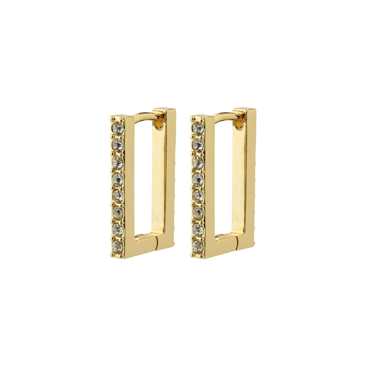 Boucles d’oreilles rectangulaires dorées ornées de pierres