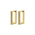 Boucles d’oreilles rectangulaires dorées ornées de pierres