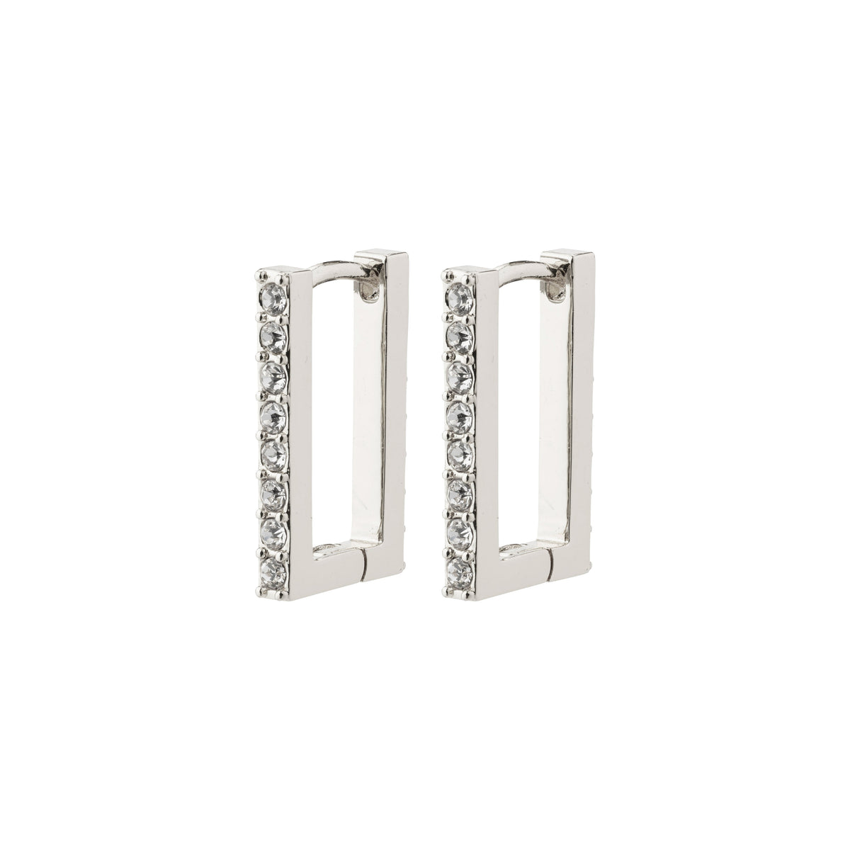 Boucles d’oreilles rectangulaires argentées ornées de pierres