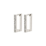 Boucles d’oreilles rectangulaires argentées ornées de pierres