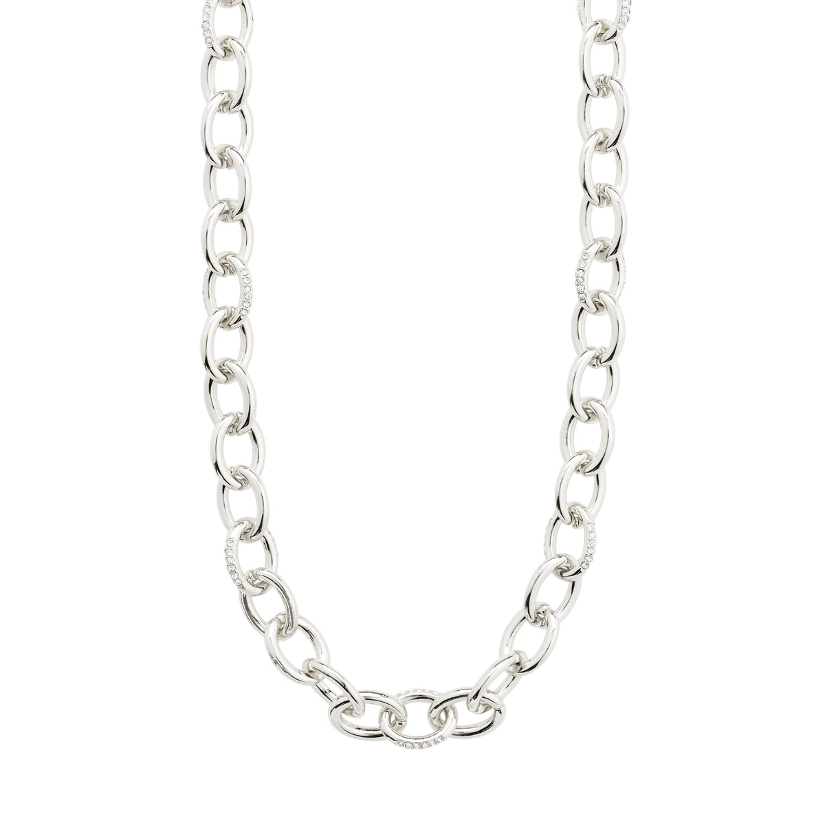 Collier argenté à larges mailles ovales