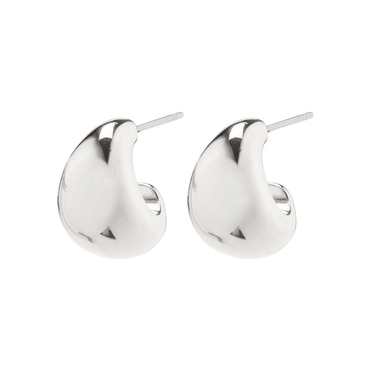 Boucles d’oreilles argentées bombées en forme de goutte