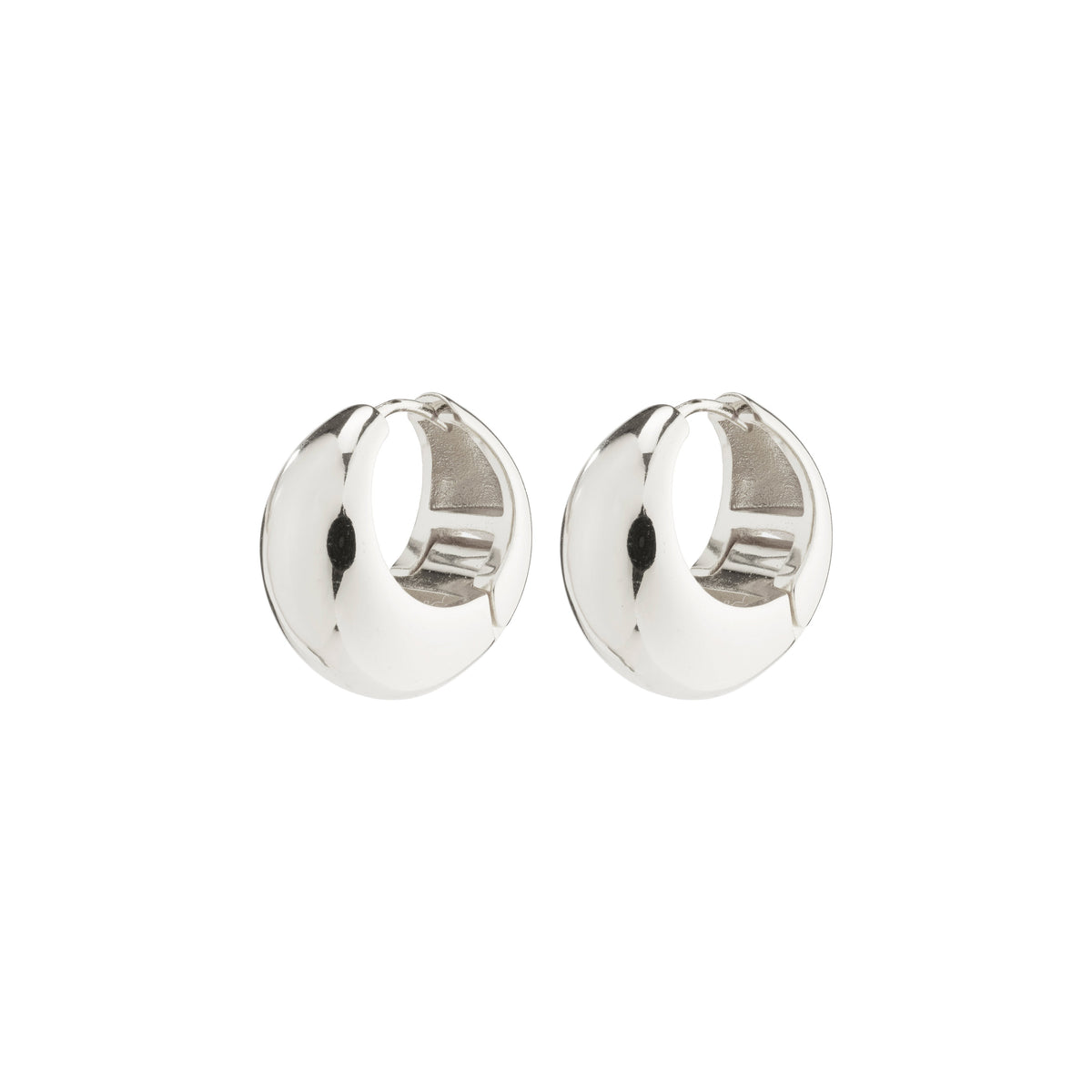 Boucles d’oreilles argentées arrondies et bombées