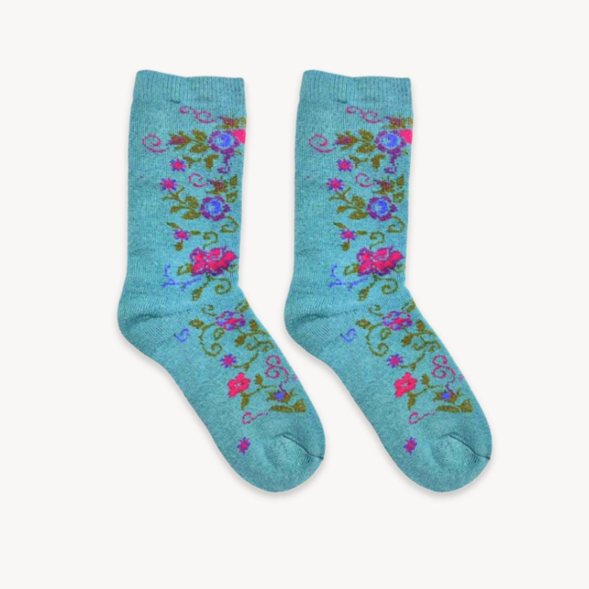Chaussettes Wild Rose en mélange d’alpaga – Bleu – Pokoloko