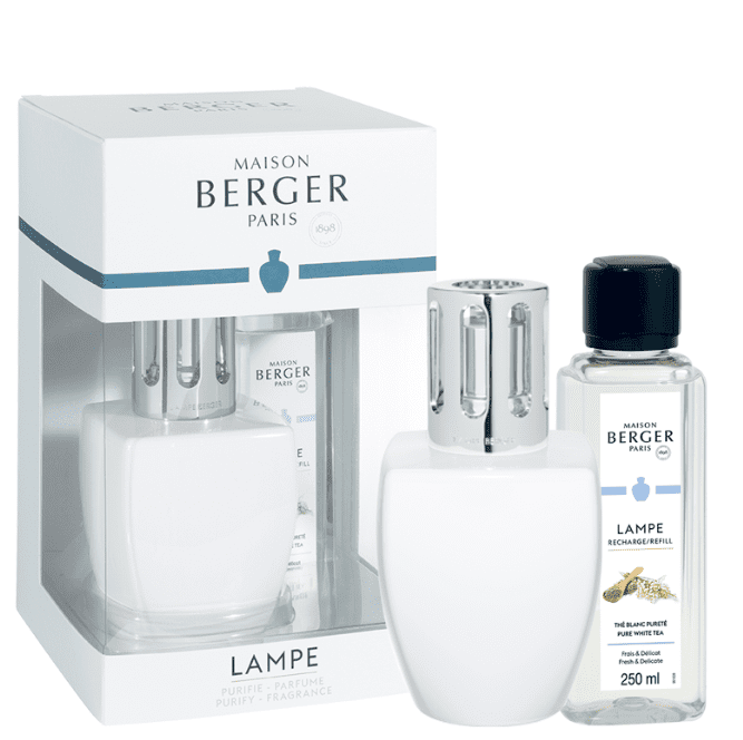 Coffret lampe Berger June blanche et Thé blanc pureté – Maison Berger