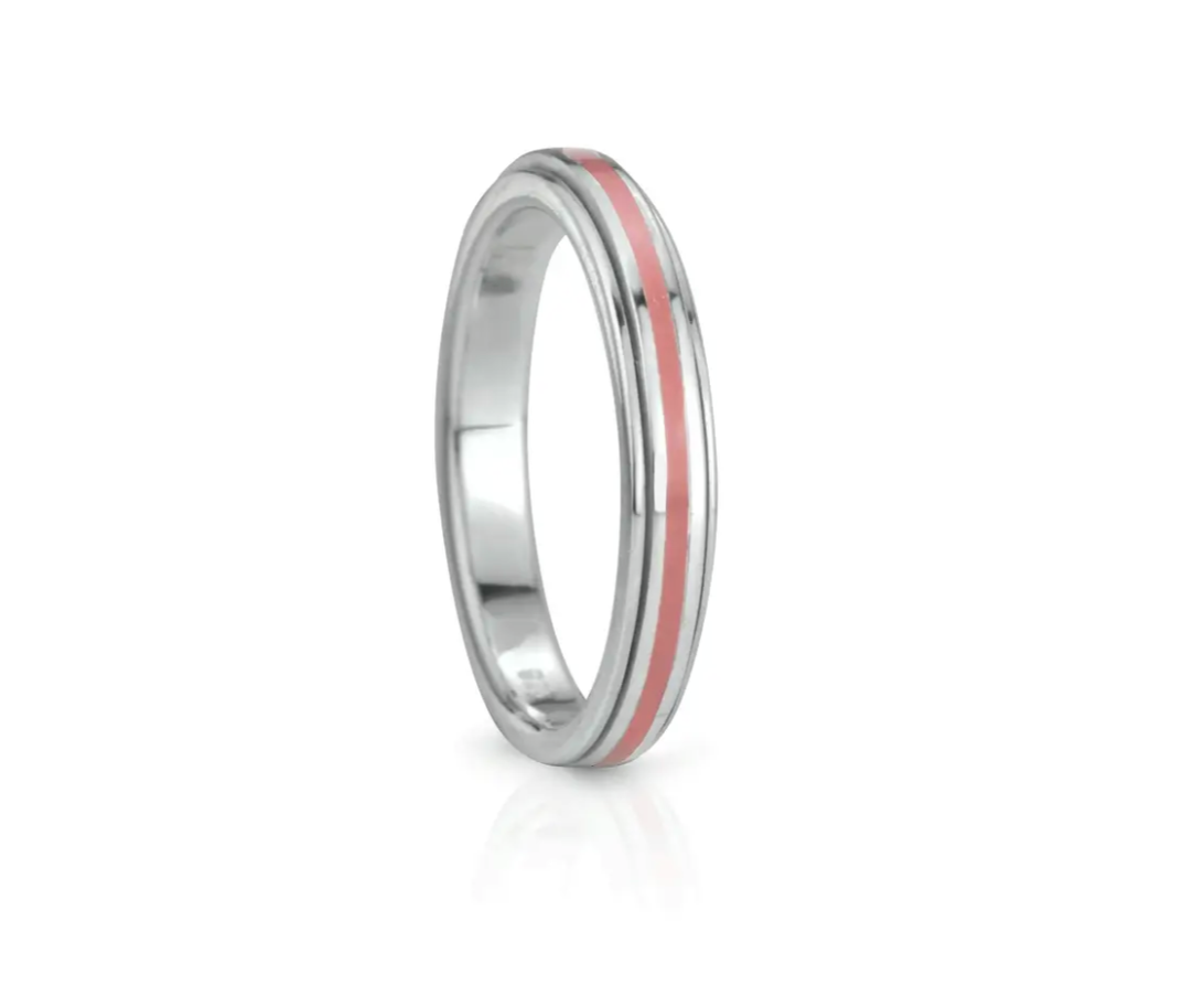 Bague de méditation Live – MeditationRings – anneau tournant en émail rose