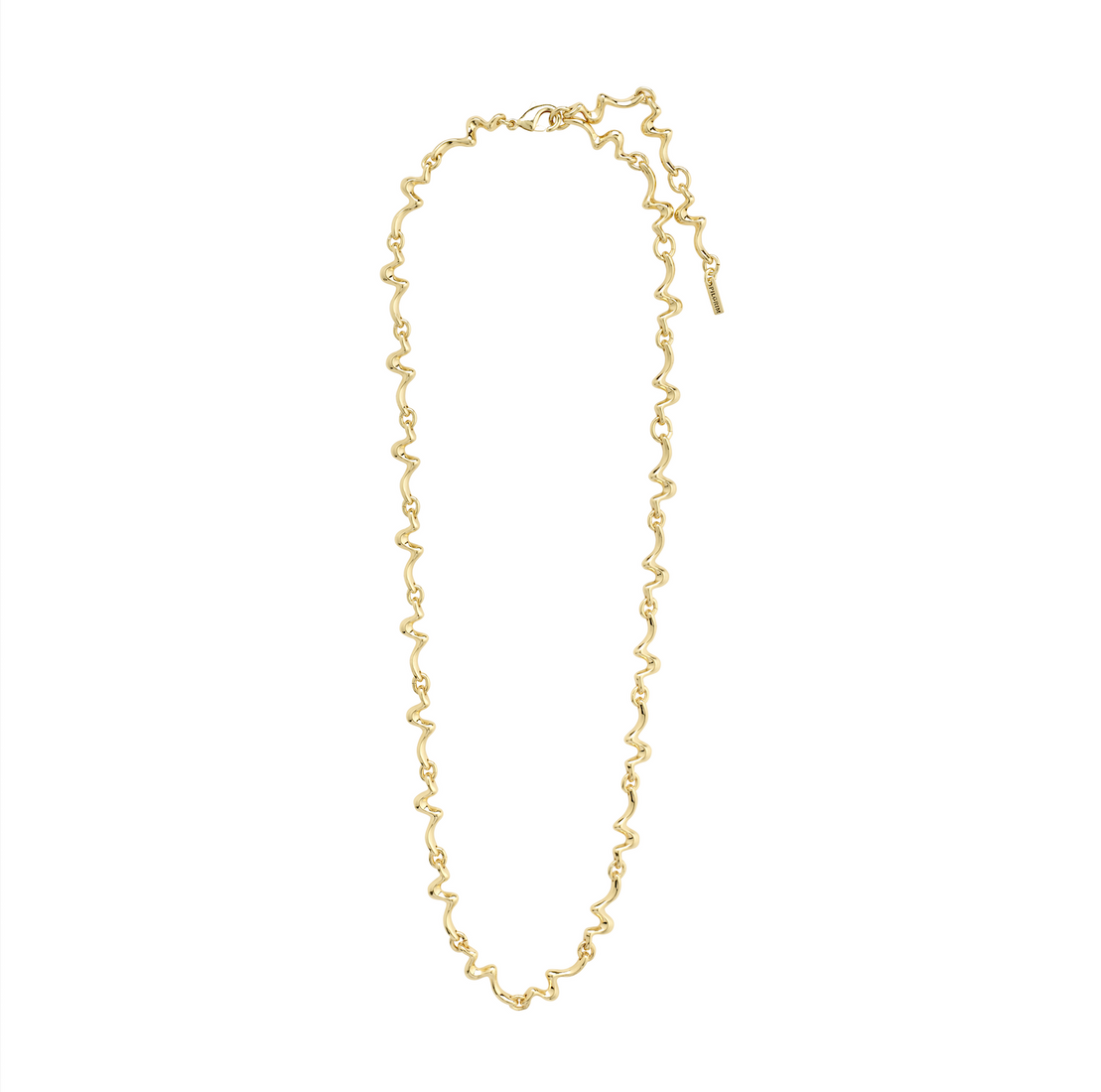 Collier doré à petites mailles, présenté à plat