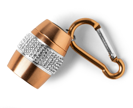 Petit accessoire cylindrique cuivré avec mousqueton