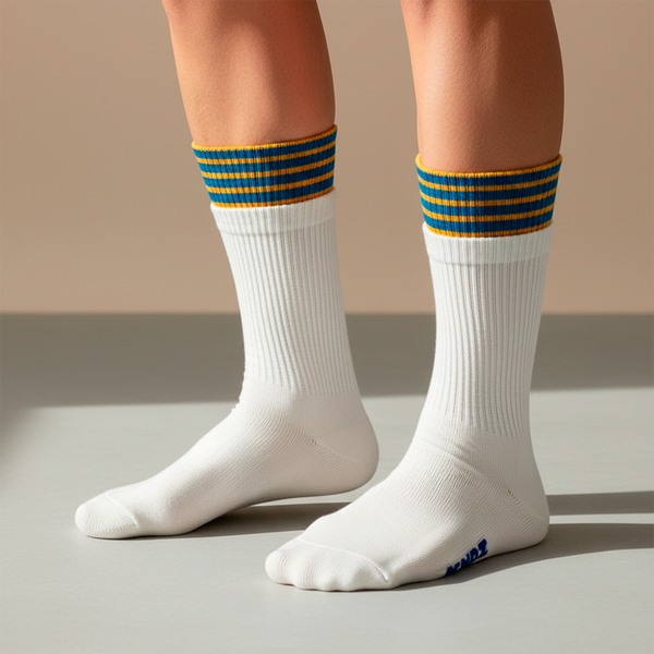 Chaussettes Cream Stripe à double revers de KNDZ