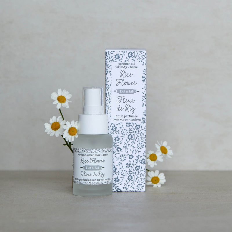 Flacon d’huile parfumée Dot & Lil avec étui fleuri
